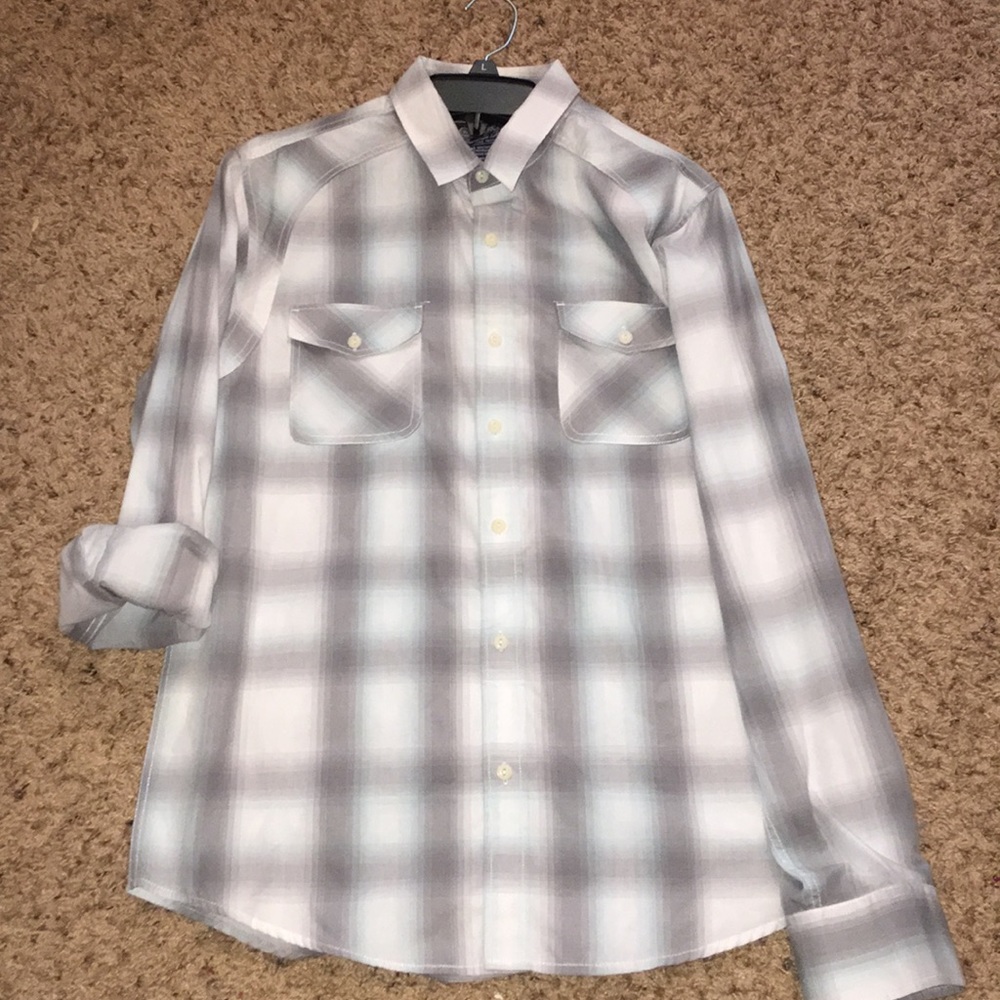 Grey and blue ombré flannel button up